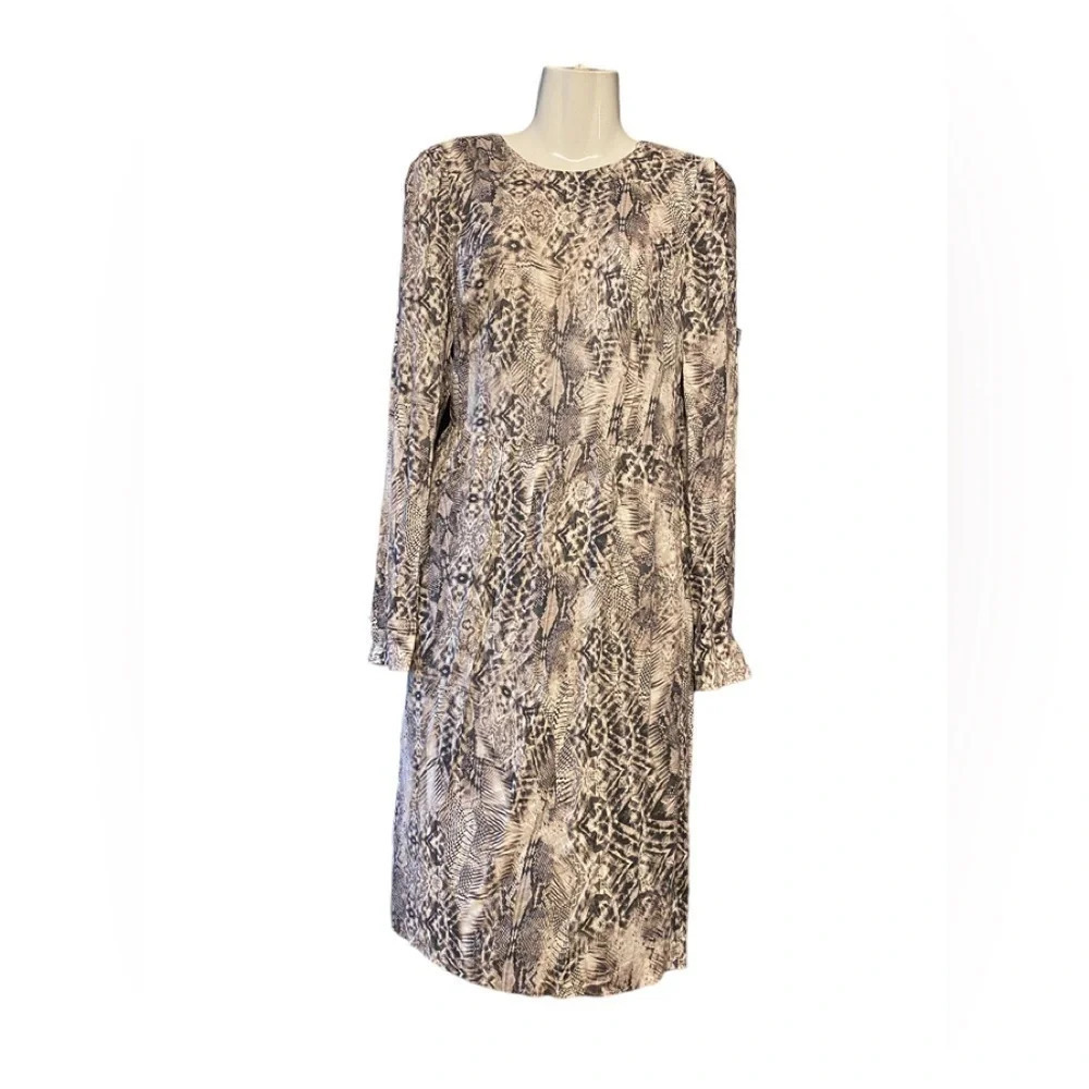 Basler Snake Print Midi Long Sleeve Dress